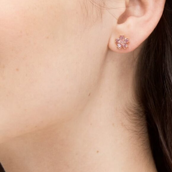 NWT - Kate Spade Pink Flower Stud Earrings - Picture 3 of 12